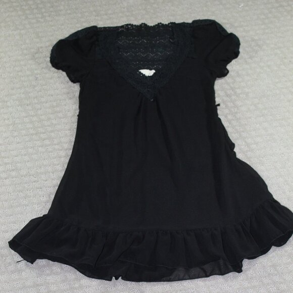 a'reve Sz M Black Knee Length Lace and Chiffon Dress - Picture 1 of 4
